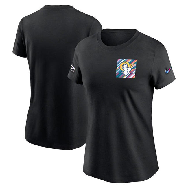 Women's Los Angeles Rams Black 2023 Crucial Catch Sideline Tri-Blend T-Shirt(Run Small)